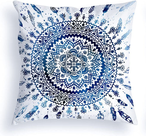 OA OATHENE Blue Throw Pillows Light Blue and Grey Boho Throw Pillows for Couch Bed Decorative Throw Pillow Covers 18x18 Abstract Art Painting Ombre Modern Geometric Accent Cushion Cover for Bedroom.