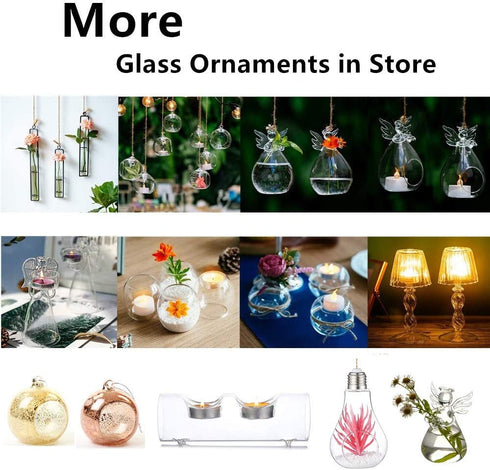 Sziqiqi Hanging Clear Glass Angel Candle Holders 4 Pcs for LED Tea Light and Tiny Air Plant Terrarium Container for Home Room Decoration Christmas Bautizo Ceremony Ornaments
