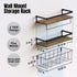 Tissue Basket Wall Shelves Set by RicherHouse, Rustic Brown Floating Wall Shelves with Towel Bar, Farmhouse Wall Mounted Storage for Bathroom, Kitchen and Bedroom (Set of 3)