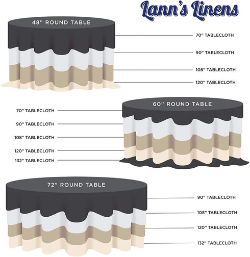 Lann's Linens - 120" Round Premium Tablecloth for Wedding / Banquet / Restaurant - Polyester Fabric Table Cloth - White