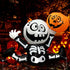 Halloween Inflatables 5 FT Cute Skeleton Holding up Pumpkin, Blow up Yard Decorations Clearance with bulit-in LED Lights, Outdoor Inflatable Halloween Decorations for Holiday Party Garden Lawn Decor