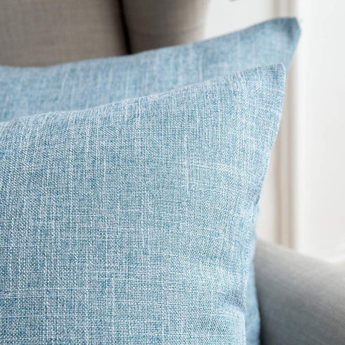 MIULEE Pack of 2 Spring Decorative Throw Pillow Covers Linen Burlap Square Solid Farmhouse Modern Concise Throw Cushion Case Pillowcase for Sofa Car Couch 20x20 Inch 50x50 cm Light Blue