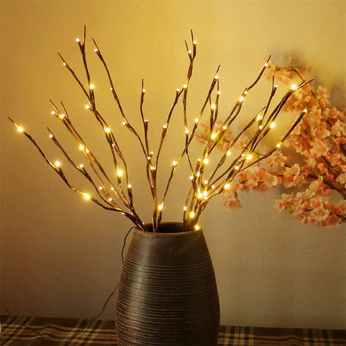 AMARS 30Inch 4pcs Lighted Branches USB Plug Powered with 8 Modes Remote Timer 80leds Outdoor Decorative Artificial Twig Willow Branch Lights Lamp for Vase Pathway Home Party Decorations (Warm White)