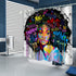 LYFANS, Waterproof Hooks & Liners for Bathroom Accessories ,Polyester Fabric Shower Curtain for Bathtub,Wide Bright African American Black Girl 3D Printed Toilet Room Hangings with Hooks, 60€³ x 72€³