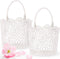 White Basket Handle Wedding Flower Girl Baskets, 5.90 x 4.72 x 4.33 Inch (2 Packs)