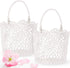 White Basket Handle Wedding Flower Girl Baskets, 5.90 x 4.72 x 4.33 Inch (2 Packs)