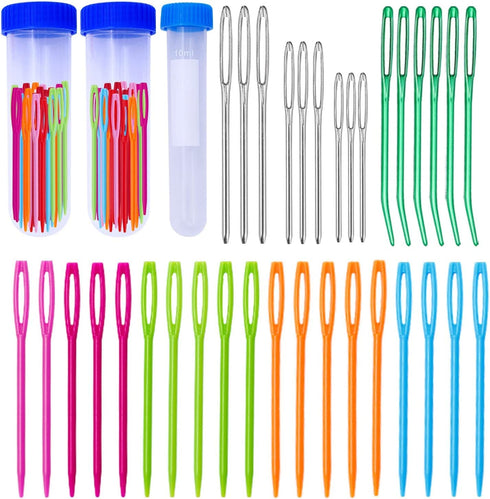 Yarn Needle - Large-Eye Blunt Needles and Bent Tapestry Needle, Plastic Large Eye Sewing Needles, Crafting Knitting Weaving Stringing Needles,Perfect for Finishing Off Crochet Projects