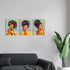 Framed Canvas Wall Decor Art Print Picture for Living Room- Wall Decorations for Bedroom Green Gray African Girls Painting- Modern Home Wall Decor Stretched and Framed Ready to Hang Pictures- 12"x16"x3 Panels