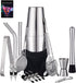 HBlife 18 Piece Cocktail Shaker Set - Stainless Steel Bartender Kit Bar Set with 25oz/18oz Boston Shaker, Muddler, Double Jigger, Mixing Spoon & More, Perfect for Home Bars and Parties, Sliver