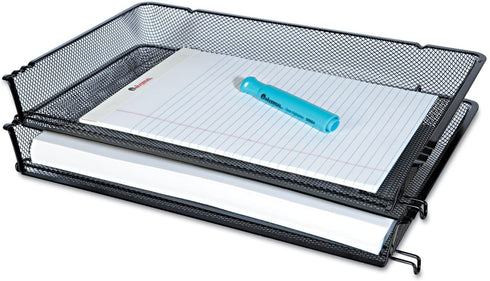 Universal One Mesh Stackable Side Load Tray, Legal, Black