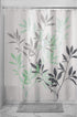 iDesign Leaves Fabric Shower Curtain, Water-Repellent Bath Liner for Kids', Guest, College Dorm, Master Bathroom, 72" x 72", Mint Green and Gray