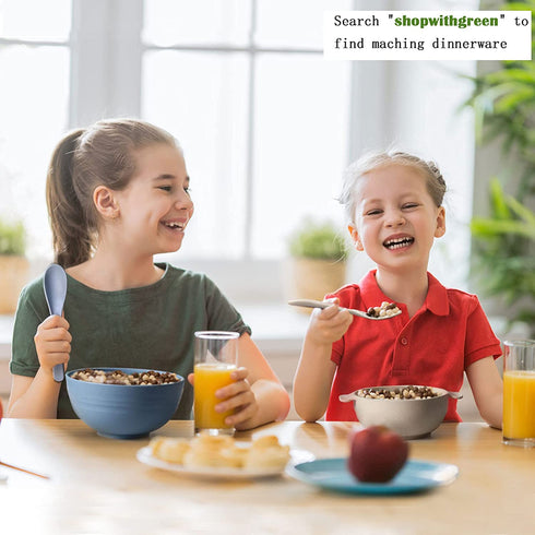 shopwithgreen Unbreakable Kids Bowls -Microwave Dishwasher Safe- Wheat Straw Snack Bowl Sets for Kids/Toddler/Children/Baby Feeding - 4 Bowls and 4 Spoons, Lightweight and Durable (Small)