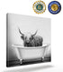 Canvas Prints Wall Art Paintings Farmhouse Animal Highland Cow in Bathtub Bubble Funny Cattle HD Print Painting Wall Artworks Pictures Framed Painting Wall Art for Living Room Bedroom 12x12 inch