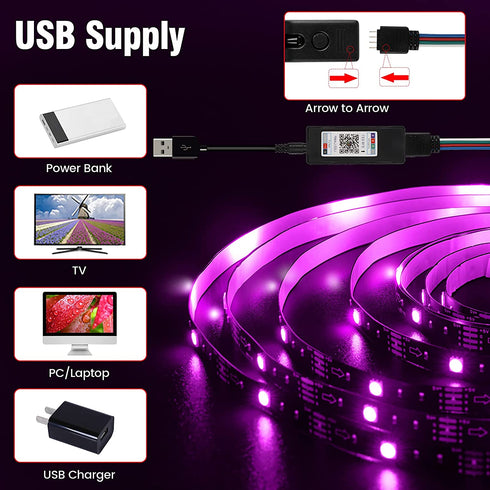 LED Strip Lights, TV LED Lights for 60-75 inch, 16.8FT DIY Timing RGB Led Light Strip with APP Control, Music Sync, USB Powered Tv Led Backlight with Remote for TV, PC, Mirror, Cabinets, etc