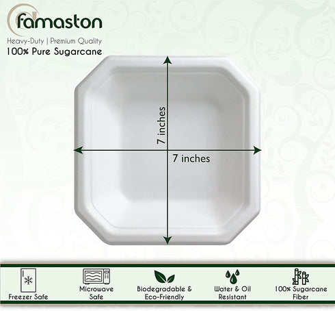 100% Compostable Heavy-Duty Premium Quality Disposable Bowls - 100 Count (20 Ounce)