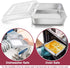 8 Inch Square Cake Pan with Lid, P&P CHEF Stainless Steel Baking Pans and Lids, For Lasagna Brownie Cake, Heavy Duty & Food Grade, Durable Pans & Plastic Covers, Oven & Dishwasher Safe (2 Pans+2 Lids)