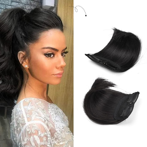 REECHO 4 inch Short Thick Hairpieces Adding Extra Hair Volume Clip in Hair Extensions Hair Topper for Thinning Hair Women 2 pack ColorNatural Black