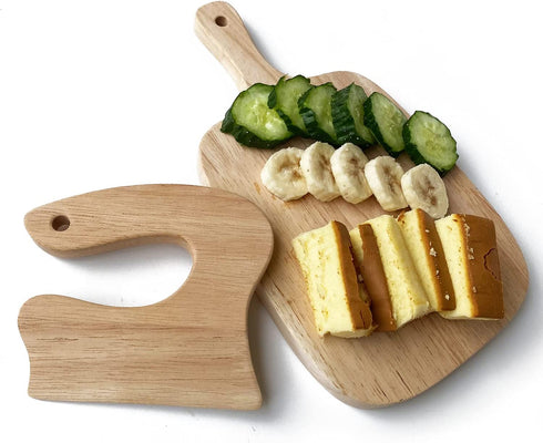Montessori kitchen tools for toddlers, Safe Wooden Kids Knife & Cutting Board Sets Basic Life skills Veggies Fruits Avocado Banana Cooking Kitchen Chopping Tools for Toddlers 345-12 Years Old