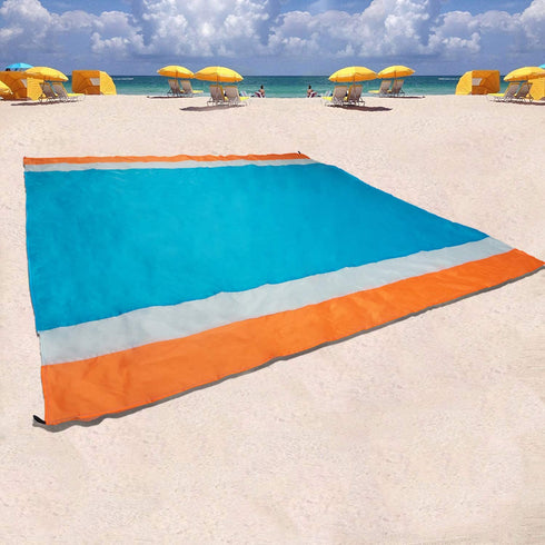 TotalPluz Large Beach Blanket, Lightweight, Unfadeable, Sand Free, Waterproof Mat, for Picnic, Hiking, Camping, Seats 4-7 Adults. Hand and Machine Washable