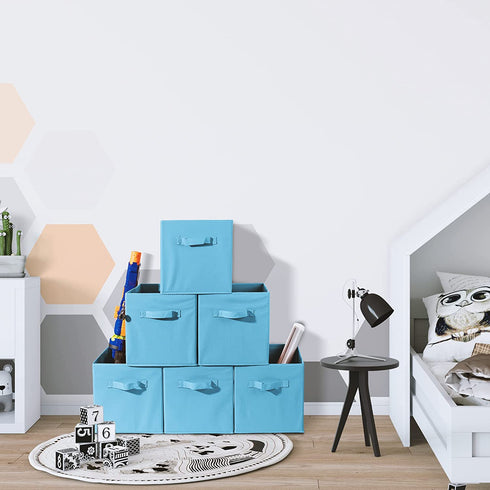 Sorbus® Foldable Storage Cube Basket Bin - Great for Nursery, Playroom, Closet, Home Organization (Pastel Blue, 6 Pack)