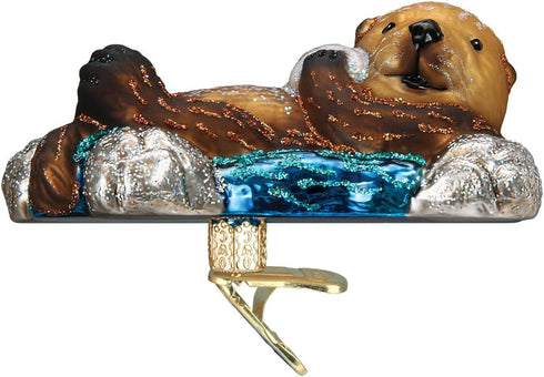 Old World Christmas Water Animals Glass Blown Ornaments for Christmas Tree,Sea Otter