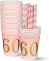 60th Birthday Decorations for women Party Supplies Napkins,Cups,Plates,Straws - 24 Sets