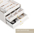 Warminn Jewelry Organizer 3 Layers Jewelry Box with Lock PU Leather Jewelry Storage Case with 2 Drawers for Earrings Bracelets Rings Necklace Watches jewelry Gift boxes for Women Girls Girlfriend Wife