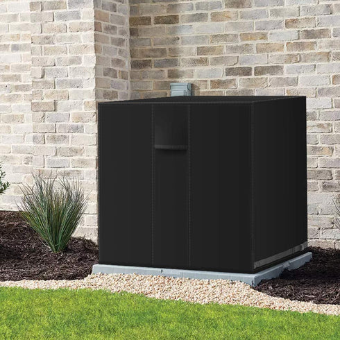 IPHUNGO Square Central Air Conditioner Cover, Durable Waterproof Breathable TPU Coating, Central AC Unit Covers for Outdoor Protection (24''x 24'' x 30'', Black)