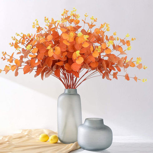 3 PCS Artificial Eucalyptus Leaves Stems, Fake Silk Eucalyptus Branches for Fall Home and Wedding Table Vase Decor, Silver Dollar Eucalyptus as Farmhouse Wall and Patio Planters Decoration