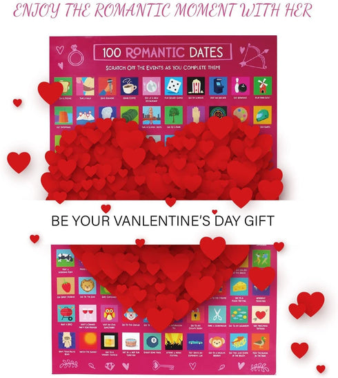 YOBRO 100 Dates Scratch Off Poster, Date Night Ideas Poster, Romantic Gifts for Women, Anniversary for Couples, Engagement Gifts for Her, or Just to Show Someone You Love Them