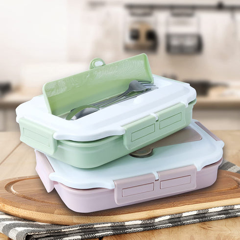 Bento Lunch Box for Kids and Adults ,1200ml Leakproof Stainless Steel Lunch Box with Portable Insulation Bag, 3 Compartments Food Container With Spoon and Fork