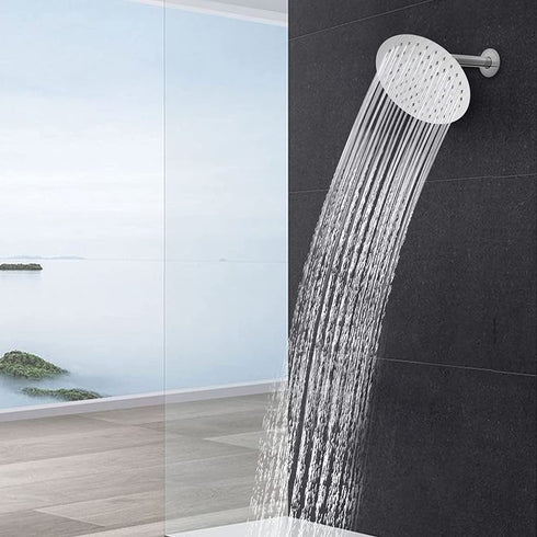 Sooreally Rain Shower Head High Pressure, 8 Inch High Flow Rainfall Showerhead, Awesome Shower Experience Even at Low Water Flow, Easy Cleaning, Swivel Spray Angle, Modern Style, Chrome Finish
