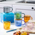 Clear&Colorful Double Walled Glass Coffee Mug with Lid (9oz), Candiicap Insulated Coffee Mug with Handle for Hot&Cold Drink, Clear Glass Cup for Latte, Cappuccino, Tea, Beer (9oz/Set of 2, Blue)