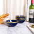 fanquare Porcelain Snack Bowls Set of 4, Blue Dipping Bowls, 9 oz Small Dessert Bowl for Ramen, Ice Cream, 5 Inch