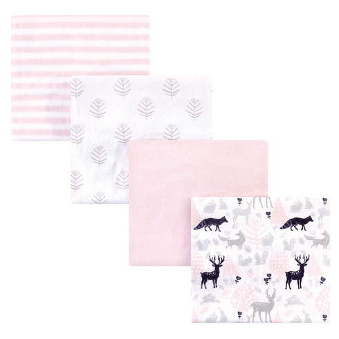 Hudson Baby Unisex Baby Cotton Flannel Receiving Blankets, Linocut Woodland Girl, One Size
