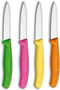 Victorinox 4-Piece Set of 3.25 Inch Swiss Classic Paring Knives with Straight Edge, Spear Point, 3.25", Pink/Green/Yellow/Orange