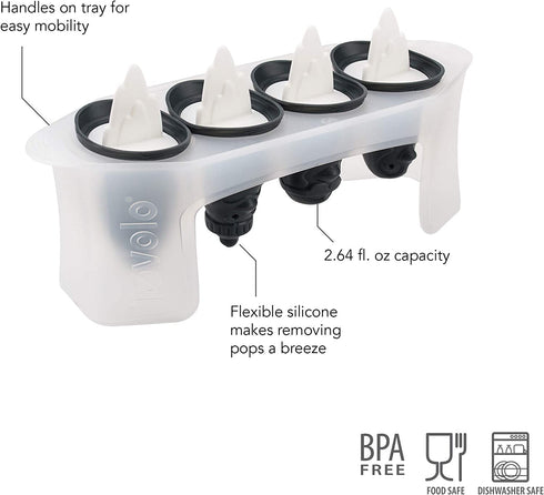 Tovolo Ice Pop, Flexible Silicone Freezer Molds Set of 4 Unique Penguins, Popsicle Makers With Reusable Sticks, Dishwasher-Safe & BPA-Free, White
