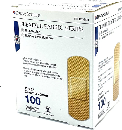 Bandage Strips Fabric 1X3" Flexible Flesh Lf - Pack of 100