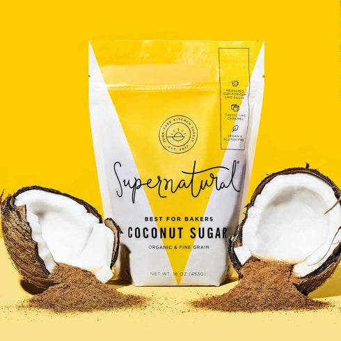 Organic Coconut Sugar by Supernatural, Best for Bakers, Fine Grain, Gluten Free, Vegan, Paleo, Kosher, Natural, Low Glycemic Sugar Substitute, 16oz