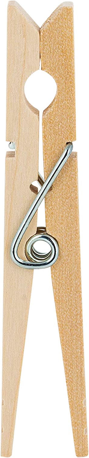 Woolite Extra Large Wooden 100 Pack Clothespins, Natural