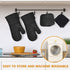 Oven Mitts and Pot Holders Kitchen: 500„‰ Heat Resistant Oven Gloves with Kitchen Towels Silicone Ovenmitts Hotpads Set - Quilted Long Kitchen Mittens Potholders Washable Mits Hot Pads for Baking