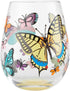 Enesco 6004351 Designs by Lolita Butterfly Hand-Painted Artisan Stemless Wine Glass, 20 Ounce, Multicolor