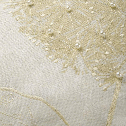 JWH Hand Embroidery Accent Pillow Case Faux Pearl Cushion Cover Dandelion Flower Pillowcase Home Sofa Bed Living Room Decorative Shell Gift Beige 20 x 20 Inch