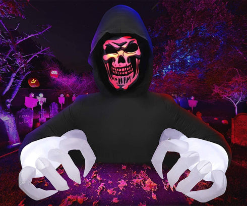 MAOYUE 6.8ft Halloween Decorations Outdoor Halloween Inflatables Grim Reaper Built-in LED Lights with Stakes for Halloween Outdoor Yard Decorations, Garden, Lawn