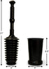 Master Plunger MP500-3TB Heavy Duty Bathroom Toilet Plunger Kit with Tall Bucket. Equipped with Air Release Valve, Black