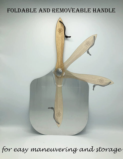 Taasi Metal Pizza Peel-14x12 Inch Pizza Shovel With Foldable Handle - Pizza Cutter With Protective Cover- Easy Baking & Slicing Homemade Pizza Bread