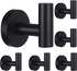Towel Hooks Bathroom Hook Wall Towel Hooks 6 Pack Matte Black Coat Hooks, Heavy Duty Robe Hook Holder for Bathroom Kitchen Garage Home Hotel Office Cabinet(Black)