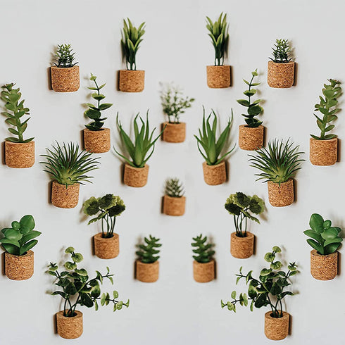 JUSTDOLIFE Plant Fridge Magnets-14 Pack Mini Succulent Plants Magnets Artificial Plants Refrigerator Magnets Potted Succulent Plants Magnet Stickers Cute for Magnet Boards Fridge Home Office Décor