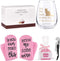 It's Not Really Drinking Alone If The Cat Is Home Wine Glass with Cupcake Wine Socks Gift Set, Cat Lover Wine Glass Set with Bottle Opener 15Oz - Funny Gift for Women Friends Sisters Girls Cat Lover