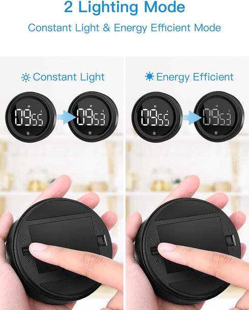 Large LED Digital Kitchen Timer, LIORQUE Countdown Timer with Easy-clean Metal Knob for Cooking, 3-Level Volume (Mute-90db) Magnetic Timer for Kitchen and Classroom, Easy Operation for Kid and Elderly
